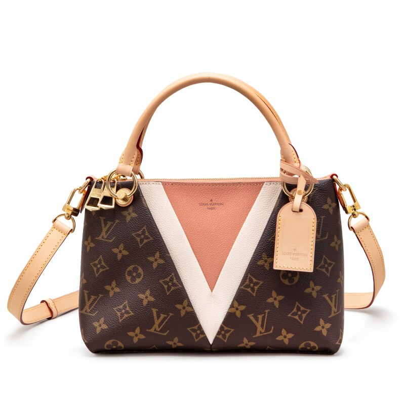 Louis Vuitton Brown Monogram Coated Canvas And Pink And White Leather V Tote Gold Hardware Available For Immediate Sale At Sotheby S Louis Vuitton Brown Monogram Coated Canvas And Pink And White Leather V Tote Gold Hardware Available For Immediate Sale At Sotheby S