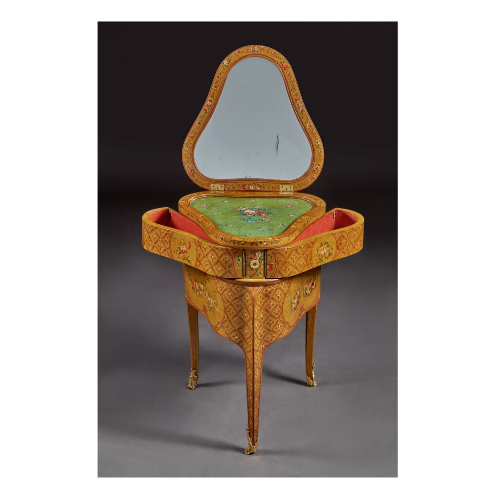 View full screen - View 1 of Lot 177. A LOUIS XV POLYCHROME-PAINTED HEART-SHAPED TABLE DE TOILETTE BY BOUDIN, CIRCA 1765.