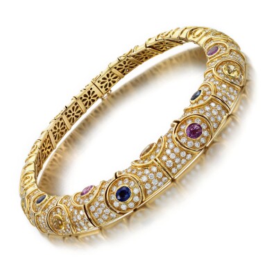 View full screen - View 1 of Lot 320. Gem set and diamond necklace.
