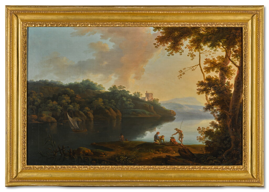 View full screen - View 1 of Lot 183. ATTRIBUTED TO ROBERT FREEBAIRN, A.O.W.S. | A PAIR OF ITALIANATE LANDSCAPES.
