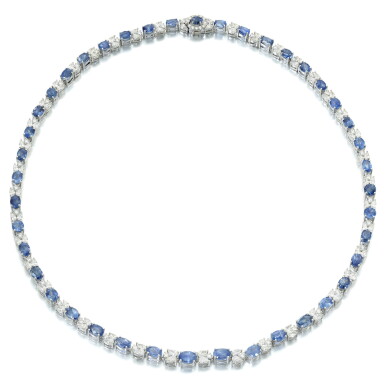 View full screen - View 1 of Lot 901. Sapphire and Diamond Necklace.