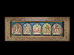 A pair of Imperial polychrome wood sutra covers from the Kangxi Kangyur, Qing dynasty, Kangxi period, completed in 1669