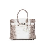 White Matte Niloticus Crocodile Himalaya Birkin 30 Palladium Hardware, 2020