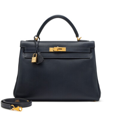 View full screen - View 1 of Lot 126. Bleu Navy Sikkim Kelly 32 Retourne Gold Hardware, 2004.