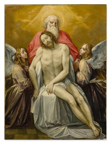 View full screen - View 1 of Lot 20. GIUSEPPE CESARI, CALLED CAVALIERE D'ARPINO | THE DEAD CHRIST SUPPORTED BY GOD THE FATHER AND TWO ANGELS.