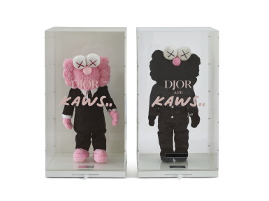 View full screen - View 1 of Lot 9594. KAWS X DIOR | BFF PINK AND BLACK PLUSH DOLLS (TWO WORKS) BFF 粉紅色及黑色絨毛玩具(兩件作品).