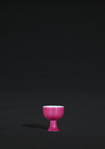An exquisite miniature ruby-red enamelled stem cup, Mark and period of Yongzheng | 清雍正 胭脂紅釉高足小盃 《大清雍正年製》款
