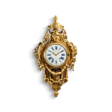 View full screen - View 1 of Lot 169. A Louis XVI gilt-bronze “à rubans du grand modèle” cartel clock, circa 1780, the bronze signed by Robert Osmond, the dial and the movement signed Denis Masson.