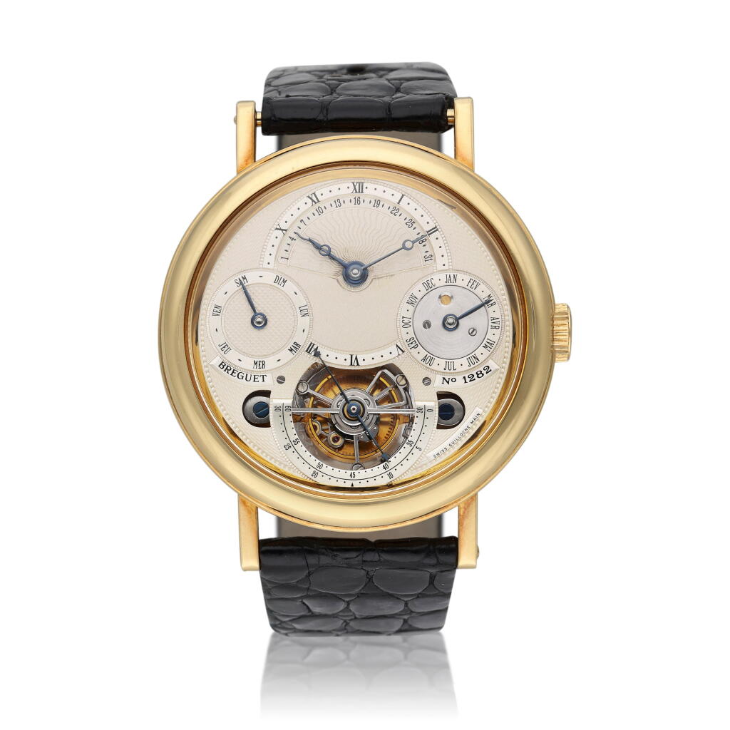 View full screen - View 1 of Lot 211. Reference 3750 | A yellow gold perpetual calendar tourbillon wristwatch, Circa 2005.