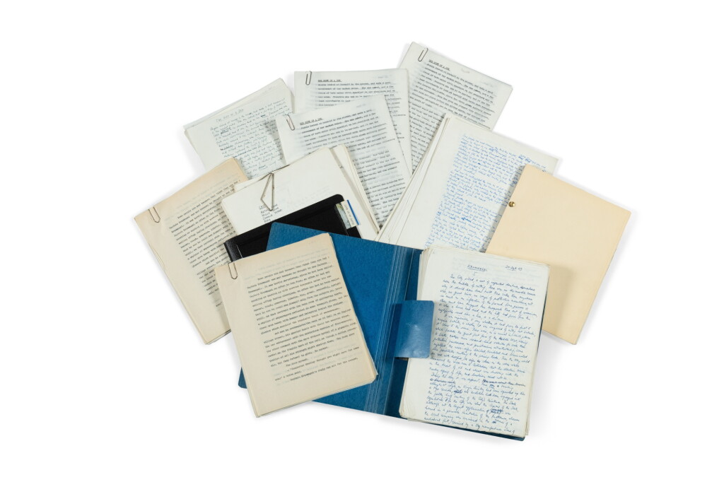 View full screen - View 1 of Lot 178. Peter Ustinov. Autograph manuscript for Krumnagel, 1970 and Life on my hands, written in 1963 | Peter Ustinov. Manuscripts autographes du roman Krumnagel, 1971 et de la pièce Life in my hands, 1963.