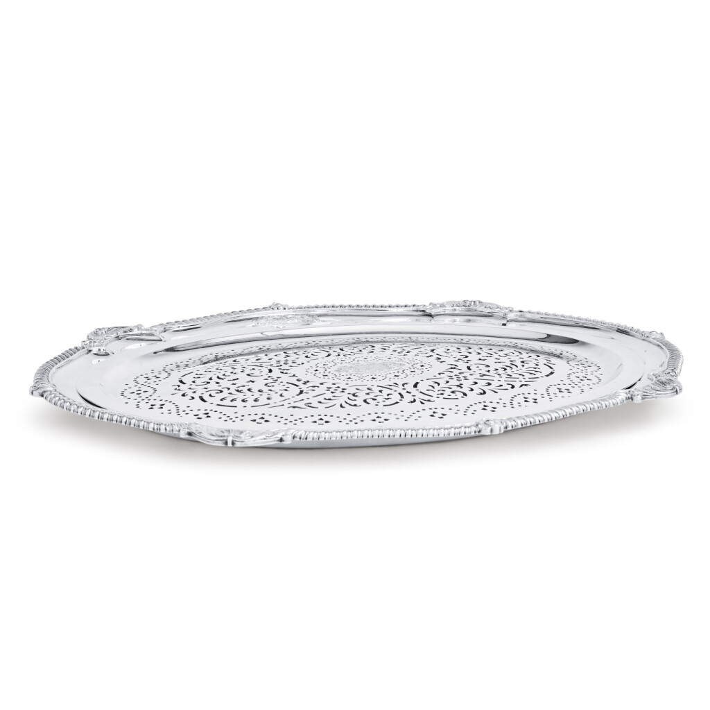 View full screen - View 1 of Lot 35. A George III silver meat dish and mazarine, William Burwash, London 1815.