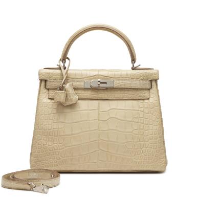 View full screen - View 1 of Lot 8. Beton Matte Mississipiensis Alligator Kelly 28 Retourné Palladium Hardware, 2017.