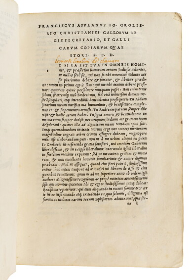 View full screen - View 1 of Lot 60. Budé, De asse, Venice, Aldus, 1522, contemporary vellum.