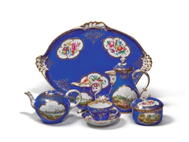View full screen - View 1 of Lot 307. A MEISSEN BLUE-GROUND TOPOGRAPHICAL SOLITAIRE, CIRCA 1870.
