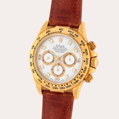 View full screen - View 1 of Lot 264. Daytona 'Zenith', Reference 16518 | A yellow gold and diamond-set chronograph wristwatch | Circa 1993.