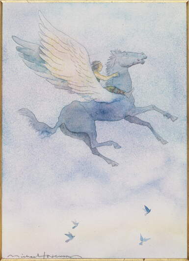 View full screen - View 1 of Lot 234. Foreman, The Winged Horse, 1986, original watercolour.
