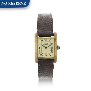 View full screen - View 1 of Lot 20. CARTIER | MUST DE CARTIER TANK A GOLD PLATED RECTANGULAR WRISTWATCH, CIRCA 1978.