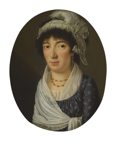 View full screen - View 1 of Lot 34. GIACOMO BERGER | PORTRAIT OF A LADY, PROBABLY ELIZABETH REGIS, BUST LENGTH.