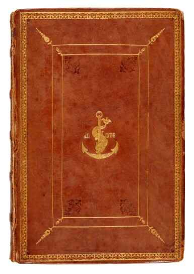 View full screen - View 1 of Lot 95. Aristotle | Opera, Venice, Aldus, 1496–1499, 4 volumes (of 5), nineteenth-century calf gilt.