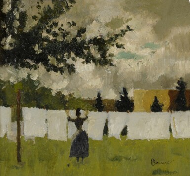 View full screen - View 1 of Lot 341. Femme étendant du linge.