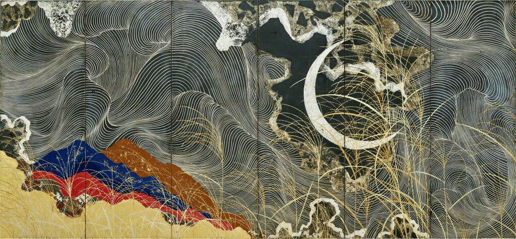 View full screen - View 1 of Lot 1040. Kayama Matazo (1927-2004), Crescent Moon (Hatsuzuki), Showa period, 20th century | 加山又造 初月屏風 昭和42年(1967年).