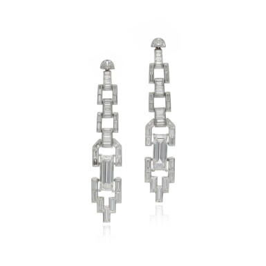 View full screen - View 1 of Lot 258. Pair of diamond earrings | 格拉夫 鑽石耳環一對.