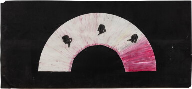 View full screen - View 1 of Lot 186. A fan project decorated with three profiles of Karl Lagerfeld.