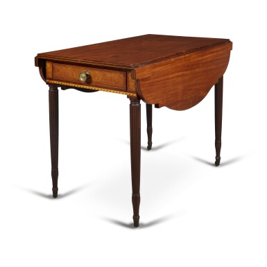 View full screen - View 1 of Lot 1121. Fine Classical Inlaid and Figured Mahogany Pembroke Table, School of John Seymour (1738–1818) and/or Thomas Seymour (1771–1848), Boston, Massachusetts, Circa 1810.