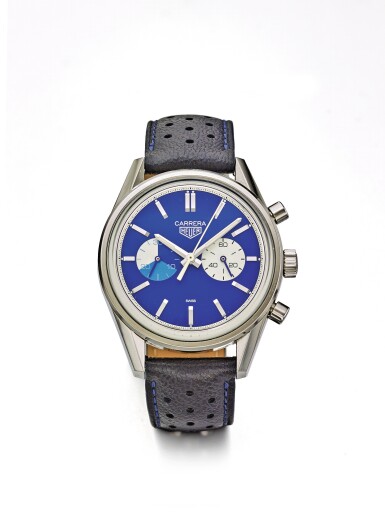 View full screen - View 1 of Lot 5. TAG HEUER X THE RAKE & REVOLUTION | 'BLUE DREAMER' CARRERA CHRONOGRAPH, A SPECIAL EDITION STAINLESS STEEL AUTOMATIC CHRONOGRAPH WRISTWATCH WITH REGISTERS CIRCA 2018.