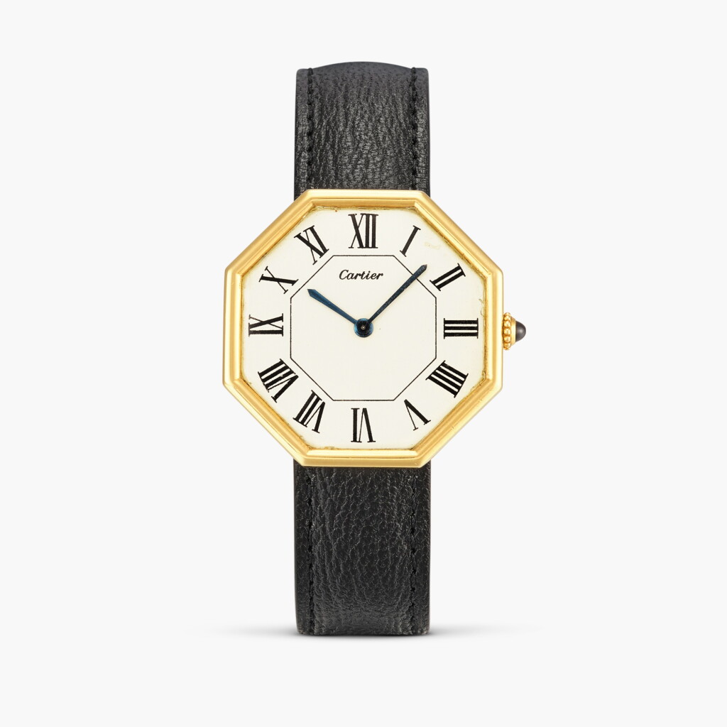 View full screen - View 1 of Lot 2397. Octagonal | A rare yellow gold octagonal wristwatch with original gold deployant buckle and the clasp of matching design, Circa 1972-73 .