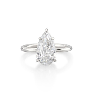 View full screen - View 1 of Lot 2897. Diamond Ring | 3.01克拉 梨形 D色 內部無瑕 鑽石 戒指.