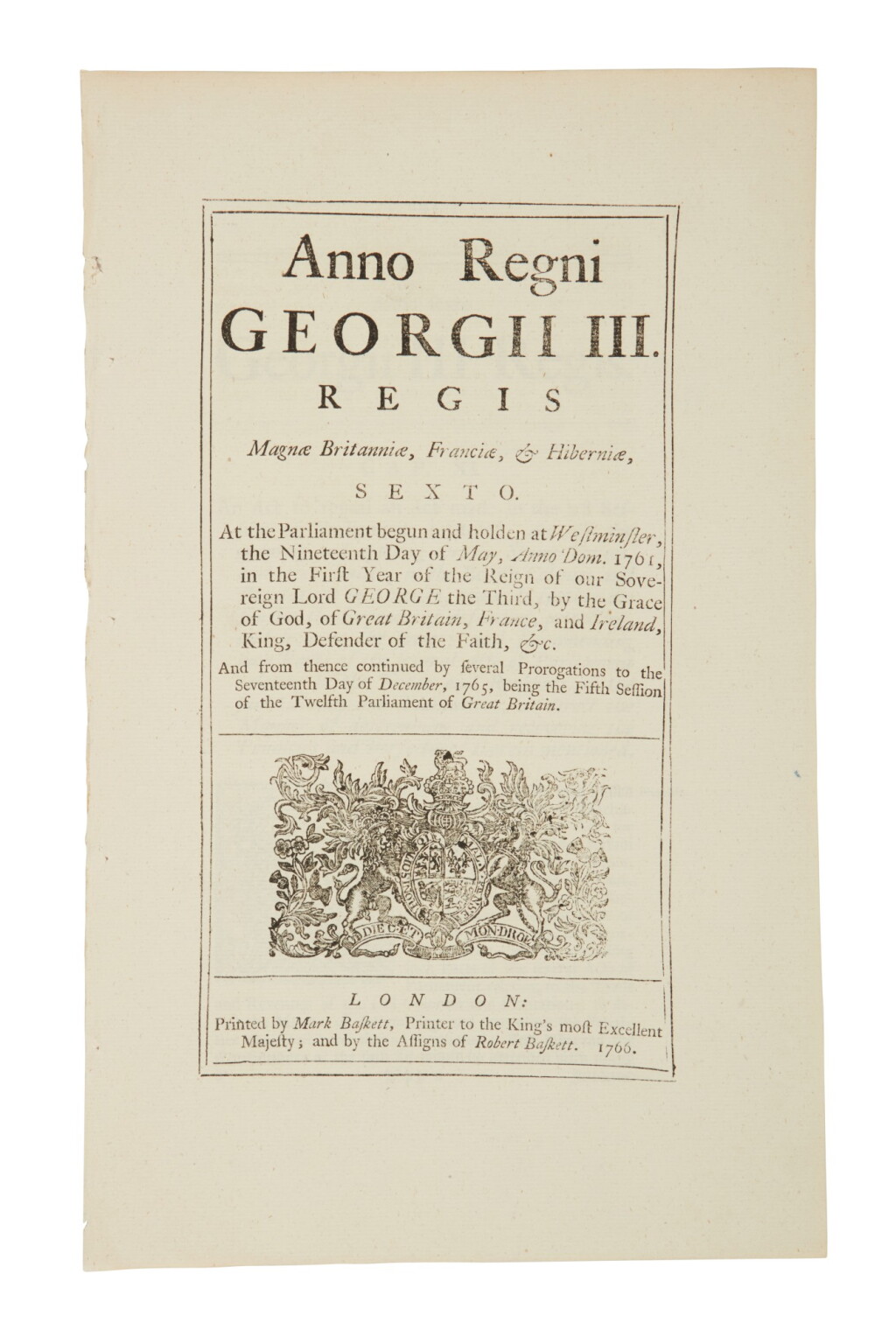 View full screen - View 1 of Lot 38. Parliamentary Act. Reign of George III | The Repeal .