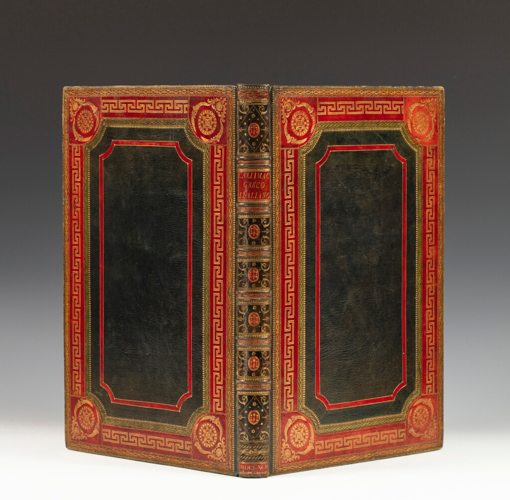 View full screen - View 1 of Lot 9. Callimaco greco-italiano... Parme, 1792. In-folio. Reliure mosaïquée de Bisiaux..