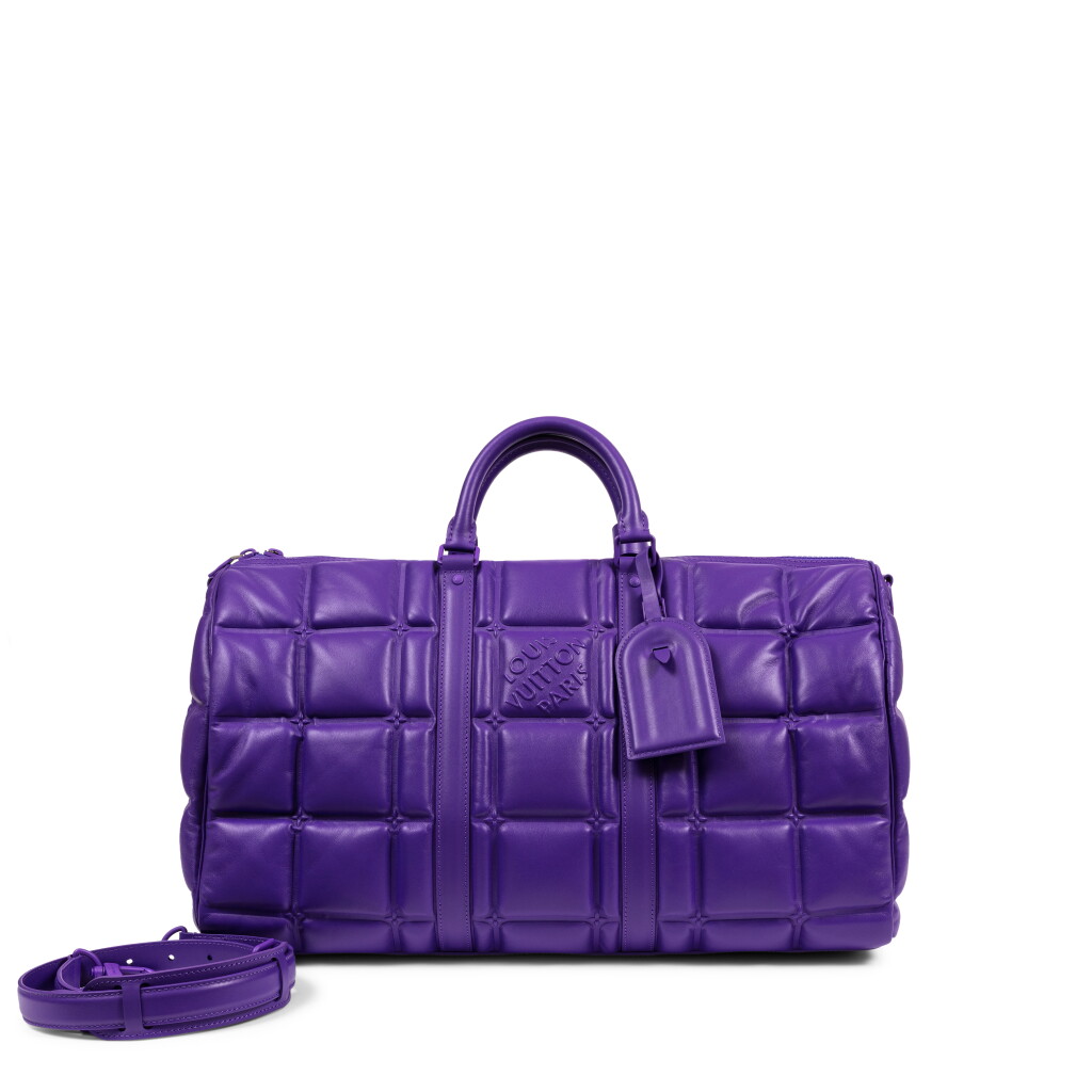 View full screen - View 1 of Lot 716. Purple Puffy Damier Keepall Bandoulière 50 Purple Hardware, 2022.