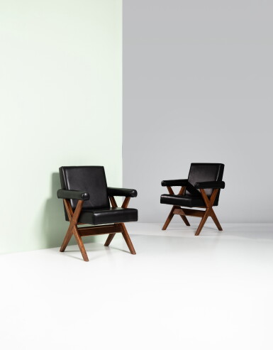 View full screen - View 1 of Lot 57. Paire de fauteuils dits Office armchair.