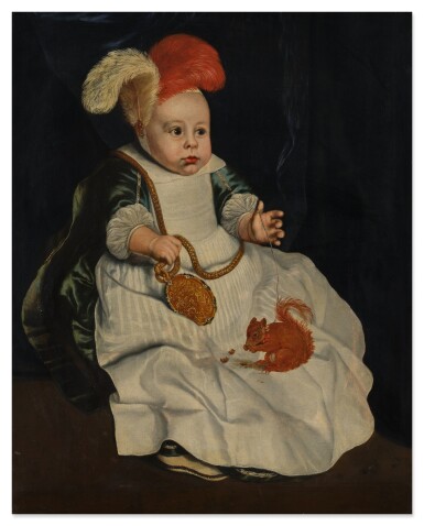 View full screen - View 1 of Lot 444. Portrait of a child with a red squirrel.