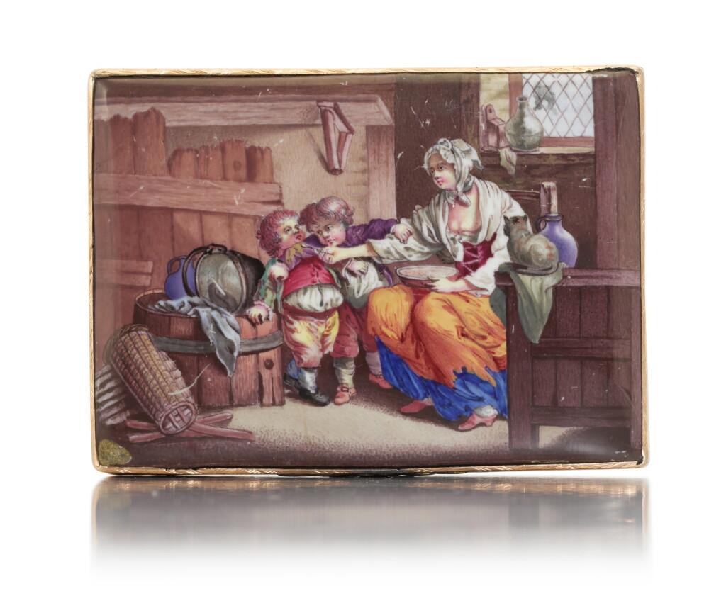 View full screen - View 1 of Lot 35. A four-colour gold and enamel snuff box, Austrian or German, circa 1765.