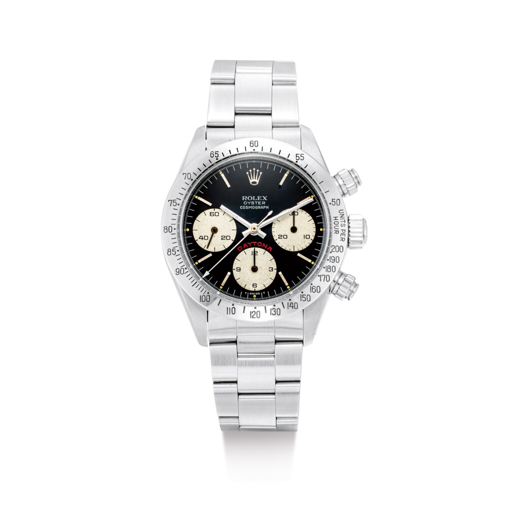 View full screen - View 1 of Lot 2107. ROLEX | COSMOGRAPH DAYTONA "BIG RED", REFERENCE 6265, A STAINLESS STEEL CHRONOGRAPH WRISTWATCH WITH BRACELET, CIRCA 1987 | 勞力士 | "Cosmograph Daytona ""Big Red"" 型號6265 精鋼計時鏈帶腕錶,錶殼編號9443461,約1987年製".