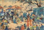 A small town market where farmers are selling their produce