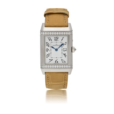 View full screen - View 1 of Lot 153. JAEGER-LECOULTRE | REVERSO DUETTO DUO, REF 269.3.54 WHITE GOLD AND DIAMOND-SET WRISTWATCH REVERSIBLE DUAL-TIME WRISTWATCH WITH DAY/NIGHT INDICATION CIRCA 2001.
