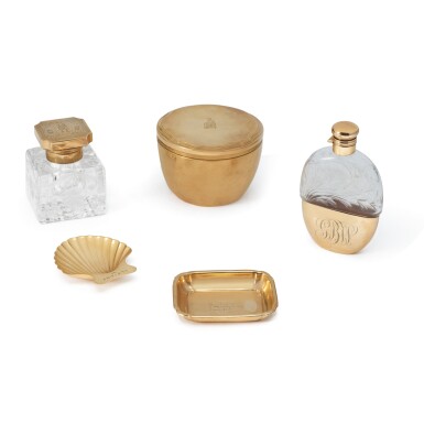 View full screen - View 1 of Lot 564. A Group of Five American Gold Table Articles, Early to Mid-20th Century.