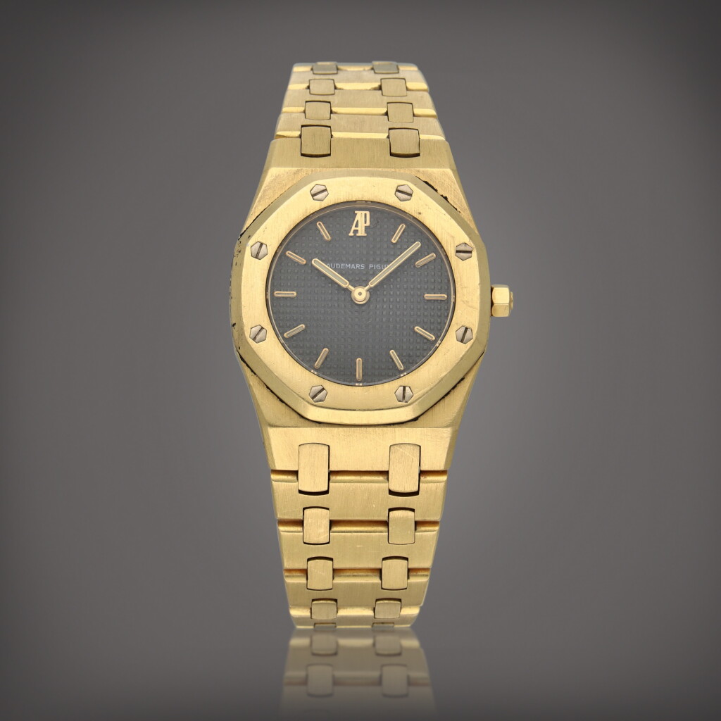 View full screen - View 1 of Lot 457. Audemars Piguet Royal Oak, Reference 6007BA | A yellow gold wristwatch with bracelet | Circa 1990.
