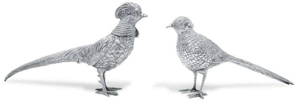 View full screen - View 1 of Lot 99. A PAIR OF ELIZABETH II IRISH SILVER GAME BIRDS, ROYAL IRISH SILVER LTD, DUBLIN, 1978.