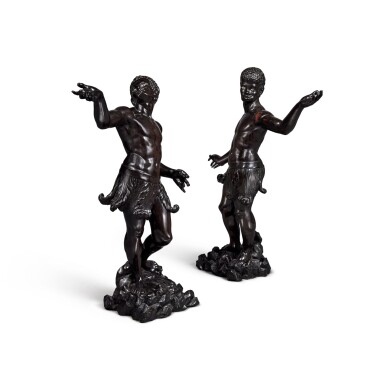 View full screen - View 1 of Lot 49. A Pair of Venetian Baroque Carved Ebony Sculptures, Circle of Andrea Brustolon, Late 17th/Early 18th Century.