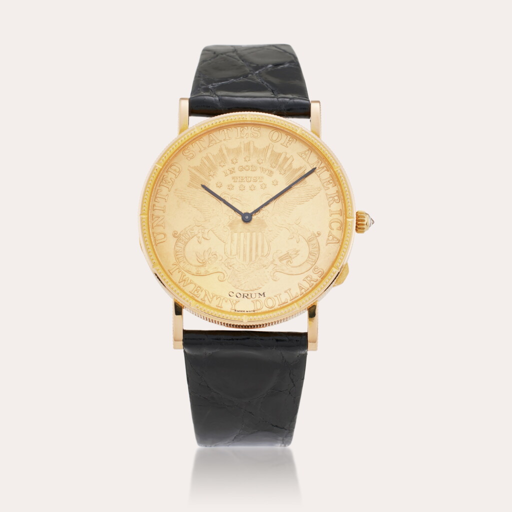 View full screen - View 1 of Lot 61. Reference 55.567.56 25th Anniversary Corum Gold Coin Watch | A limited edition yellow gold coin watch, Circa 1989.