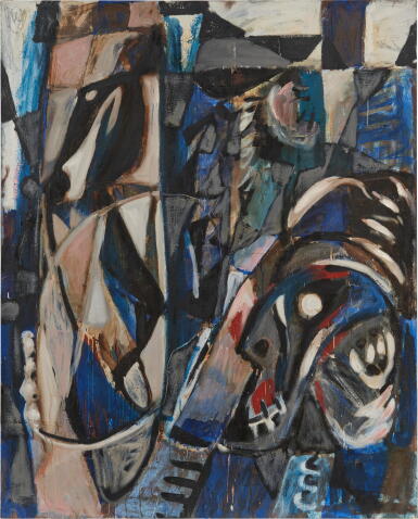 View full screen - View 1 of Lot 65. Stillleben mit Vorhang am offenen Fenster (Still life with curtain at an open window).