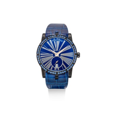 View full screen - View 1 of Lot 104. ROGER DUBUIS | EXCALIBUR 36, REFERENCE DBEX0612, A LIMITED EDITION BLACKENED TITANIUM AND SAPPHIRE-SET WRISTWATCH WITH DATE, CIRCA 2017.