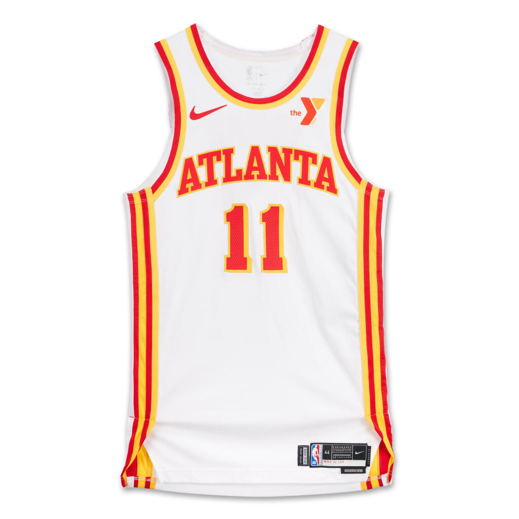 View full screen - View 1 of Lot 98. Trae Young Atlanta Hawks 2024-2025 Game Worn Association Edition Jersey | Double-Double | Matched to 2 Games.