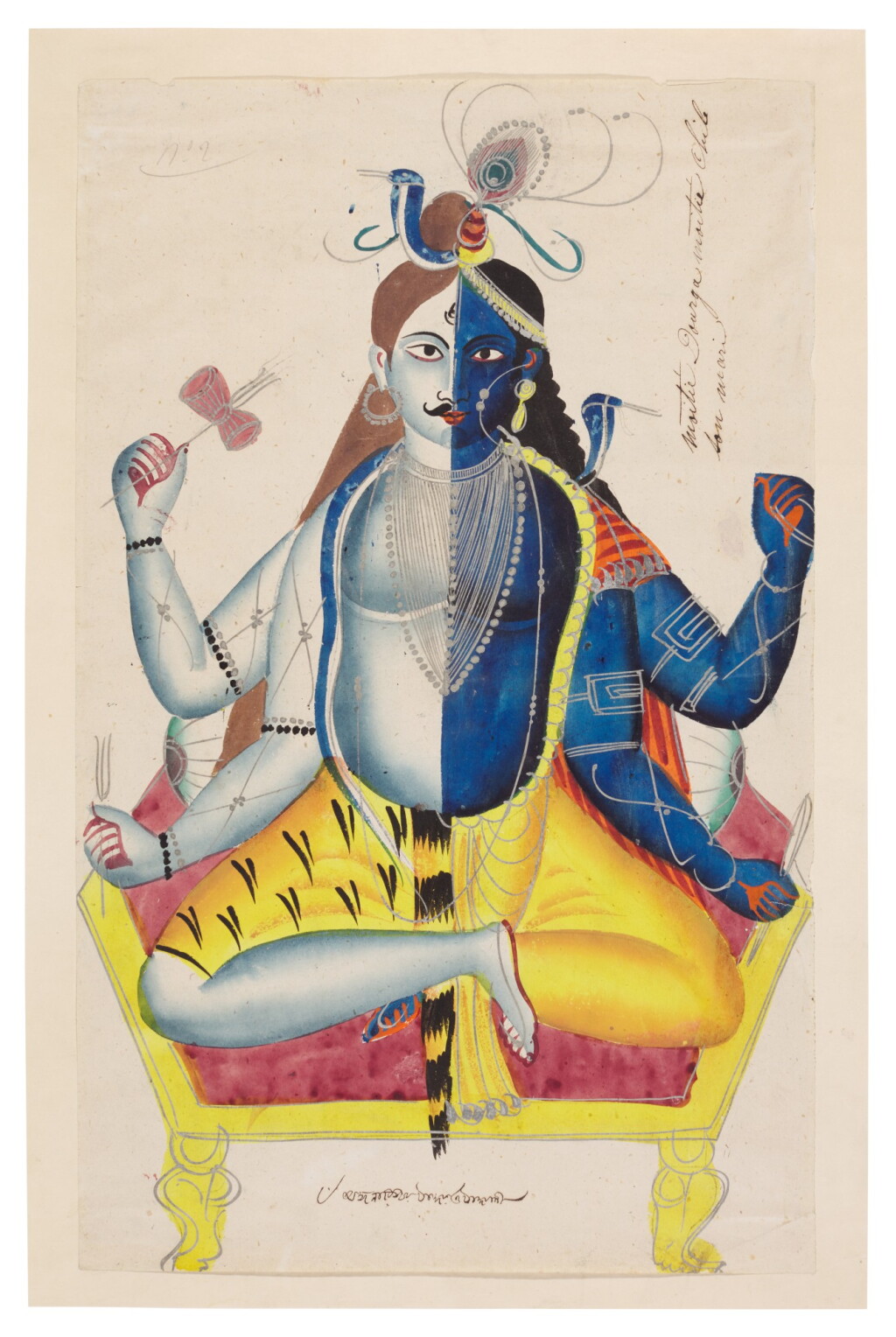View full screen - View 1 of Lot 161. Four illustrations of Hindu deities, India, Bengal, Kalighat, 19th century.