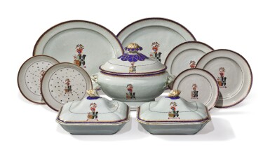 View full screen - View 1 of Lot 277. A RARE CHINESE EXPORT ARMORIAL PART DINNER SERVICE, QING DYNASTY, QIANLONG PERIOD, CIRCA 1795.